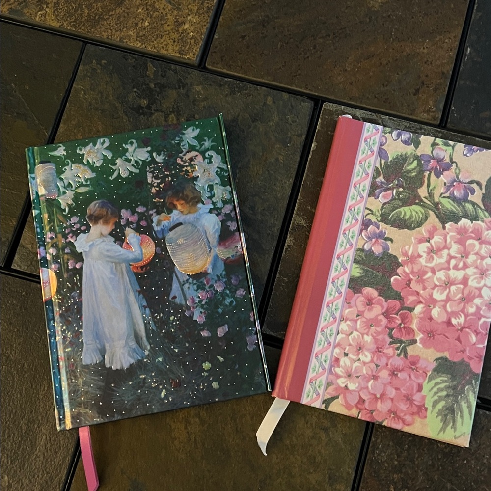 Whimsical Lantern Scene and Floral Hardcover Journals (set of 2 journals)
